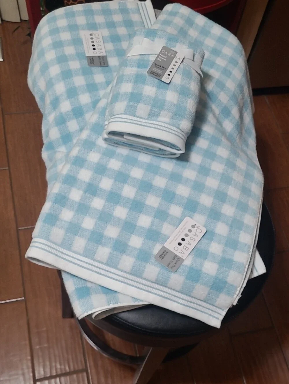 CASABA Gingham Bath Towel Set